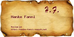 Hanke Fanni névjegykártya